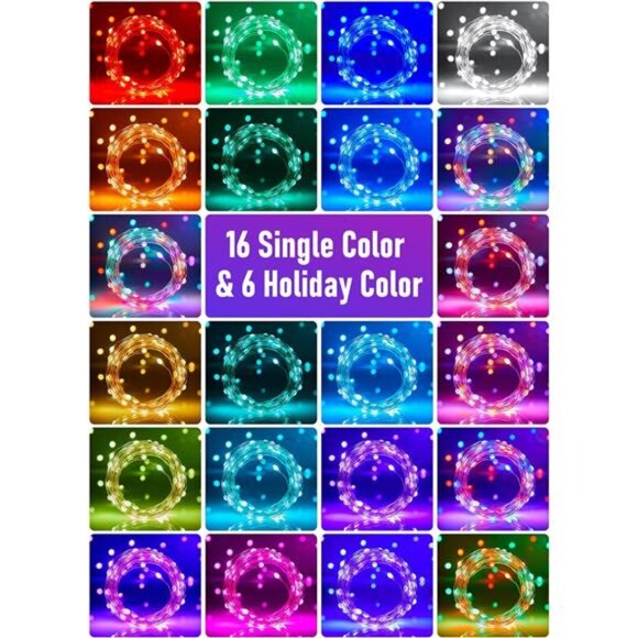 Color changing fairy lights 33ft LED string lights with remote USB indoor decor - Picture 3 of 7